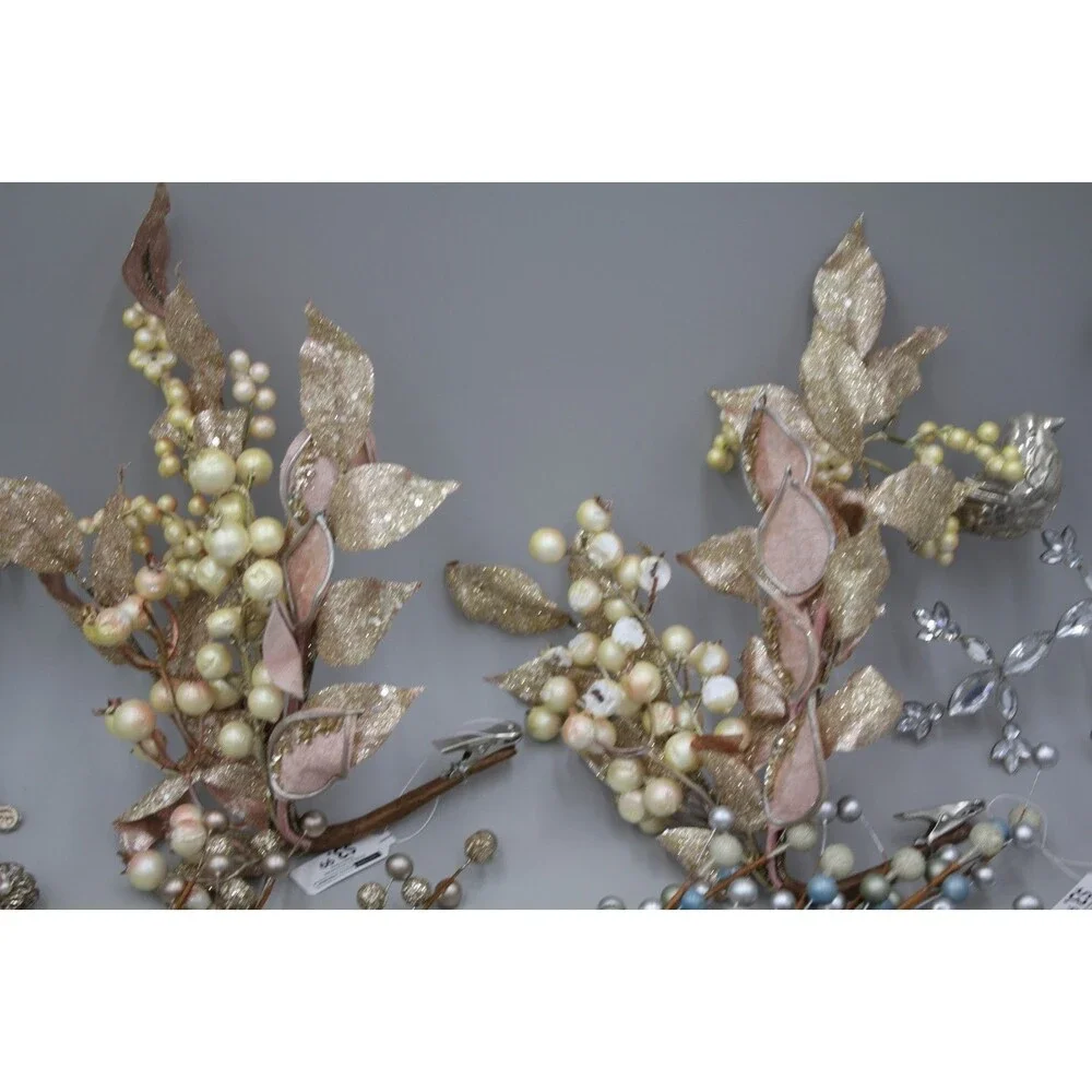 18 Pcs Branches, Flowers, Stems Huge Ornament Lot Vintage-Inspired At Home Magic